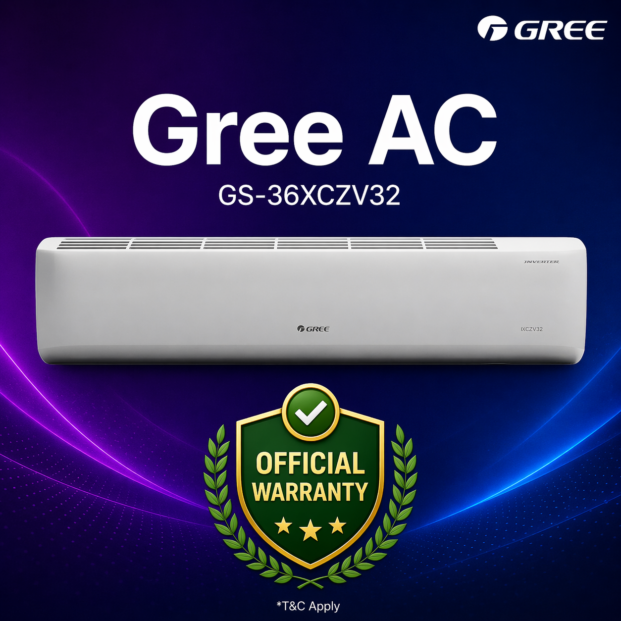 GS-36XCZV32-Gree Split Type Air Conditioner (3.0 TON Inverter)