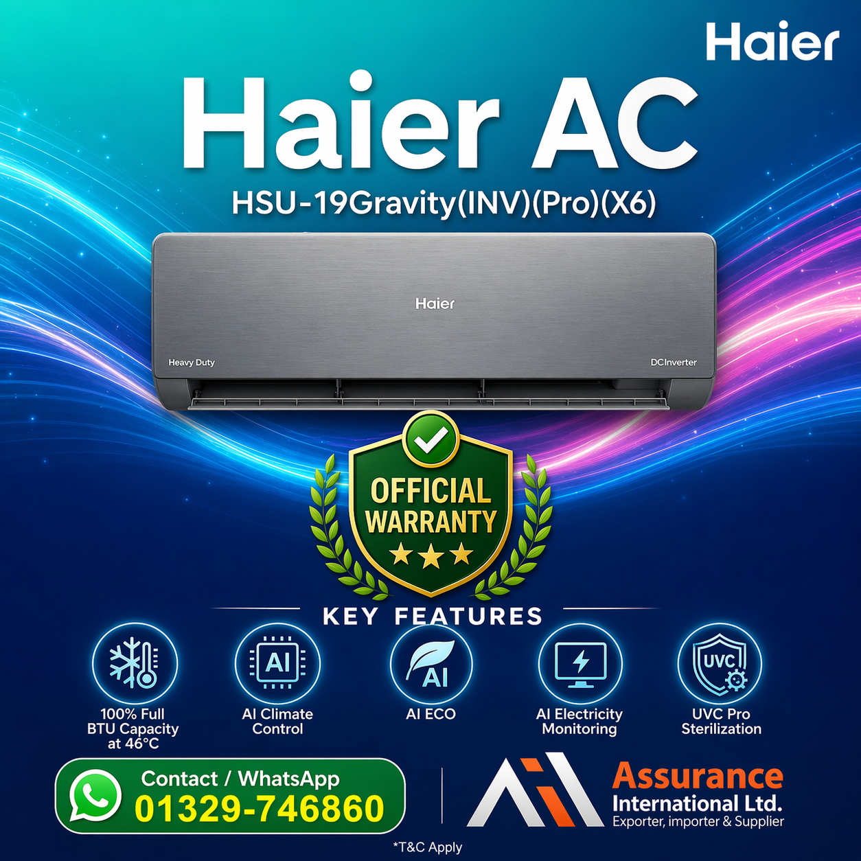 Gravity AI Series 1.6 Ton HSU-19Gravity(INV)(Pro)(X6)
