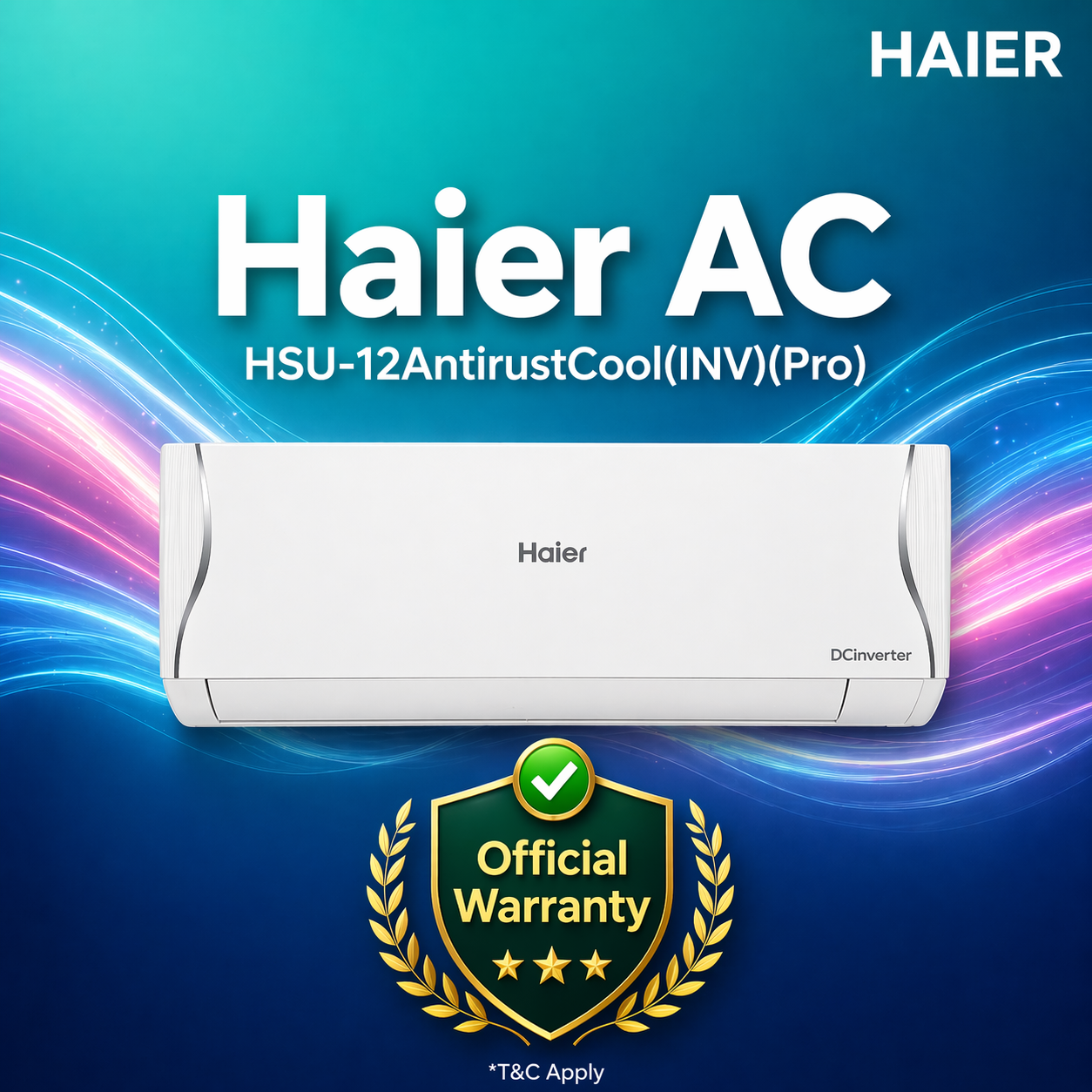 Haier 1.1 Ton AntirustCool Inverter Pro Wi-Fi Control Air Conditioner HSU-13AntirustCool(INV)(Pro)