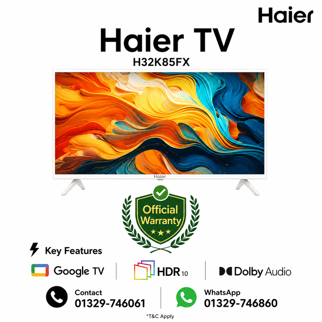 Haier 32 Inch Bezel Less Google TV (H32K85FX)
