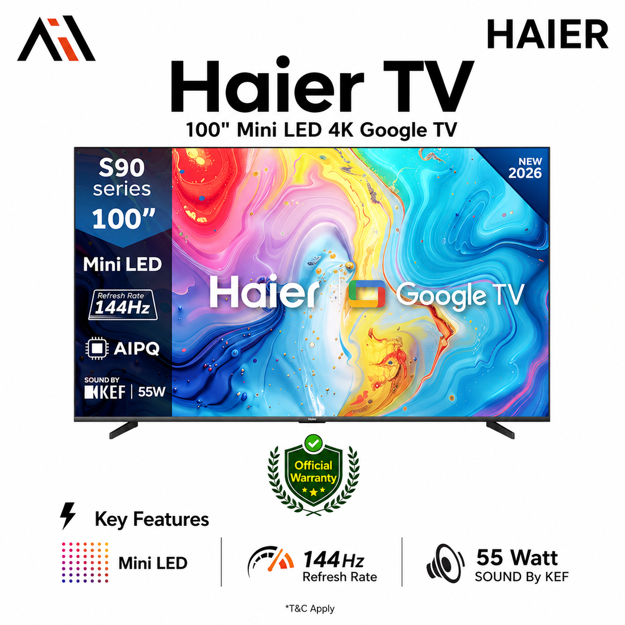 Haier 100 Inch Bezel-Less Mini LED Google TV (H100S90FUX)