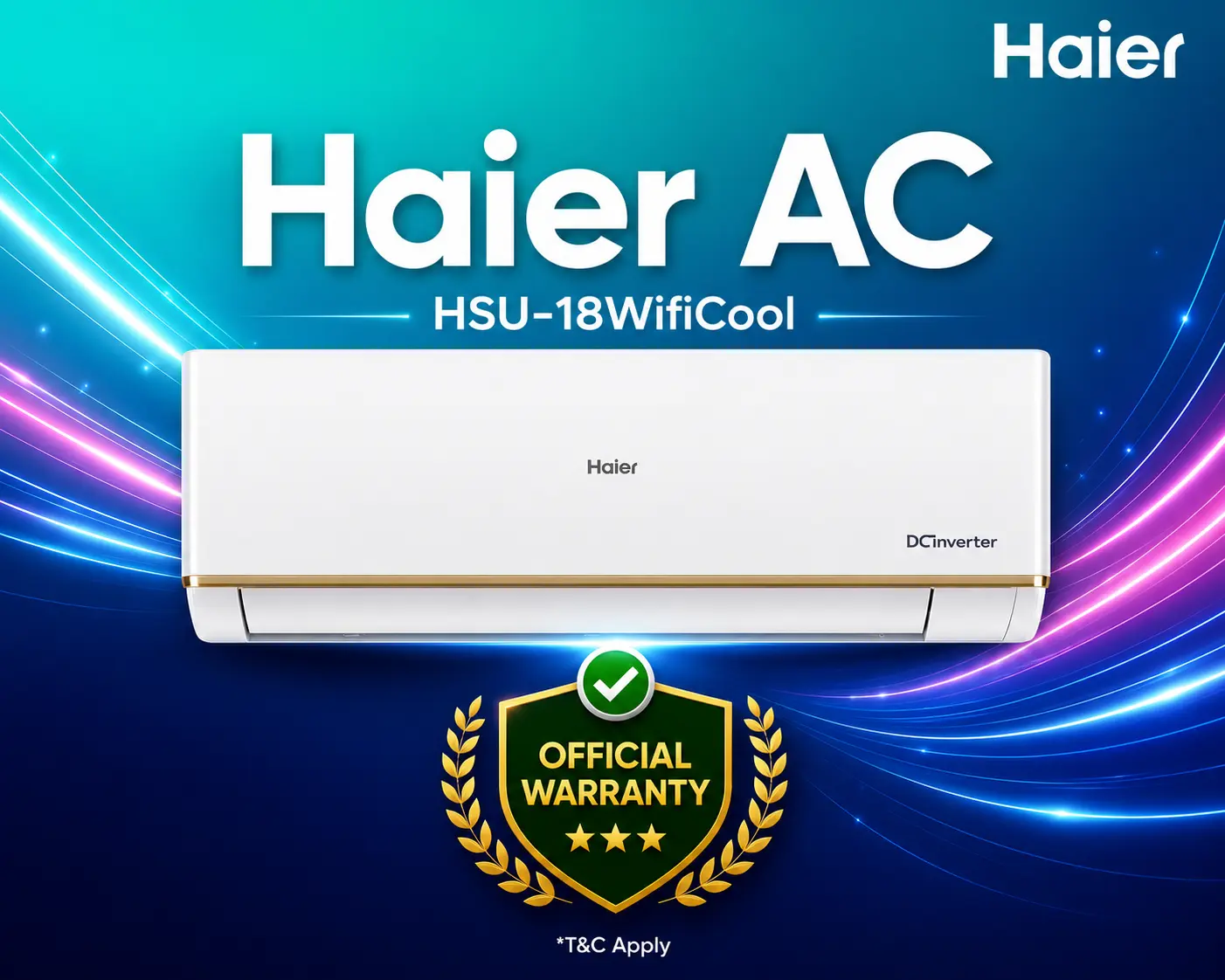 Haier WifiCool Inverter Air Conditioner 1.5 Ton HSU-18WifiCool (INV)(3DF)(QCG)