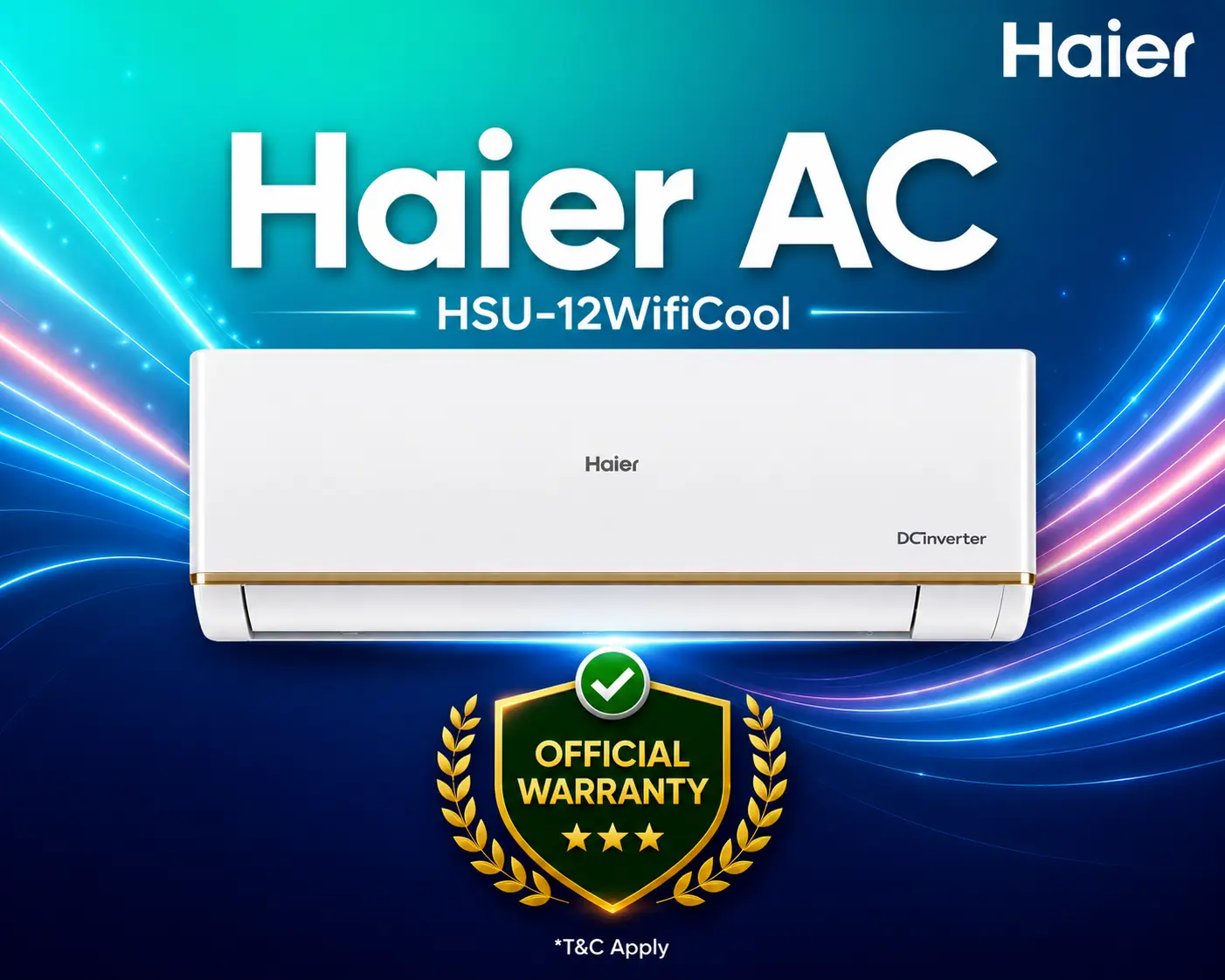 Haier WifiCool Inverter Air Conditioner 1.0 Ton HSU-12WifiCool (INV)(3DF)(QCG)